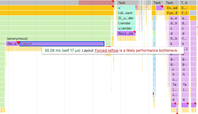 Layout thrashing in DevTools